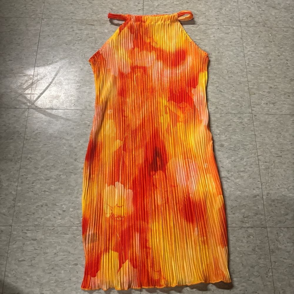 SHEIN Orange and Red Midi Dress